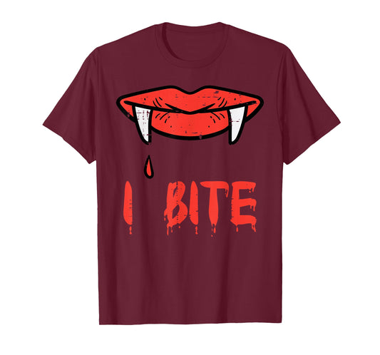 Halloween Vampire Lips I Bite Fangs Costume Women Girls Men T-Shirt