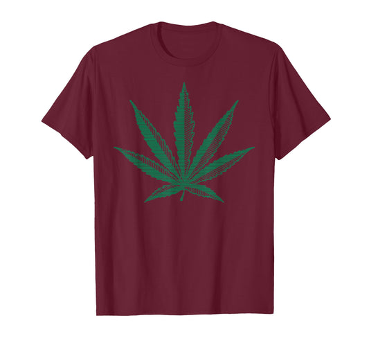 Vintage Pot Leaf T-Shirt Marijuana Hemp Green Graphic Art T-Shirt