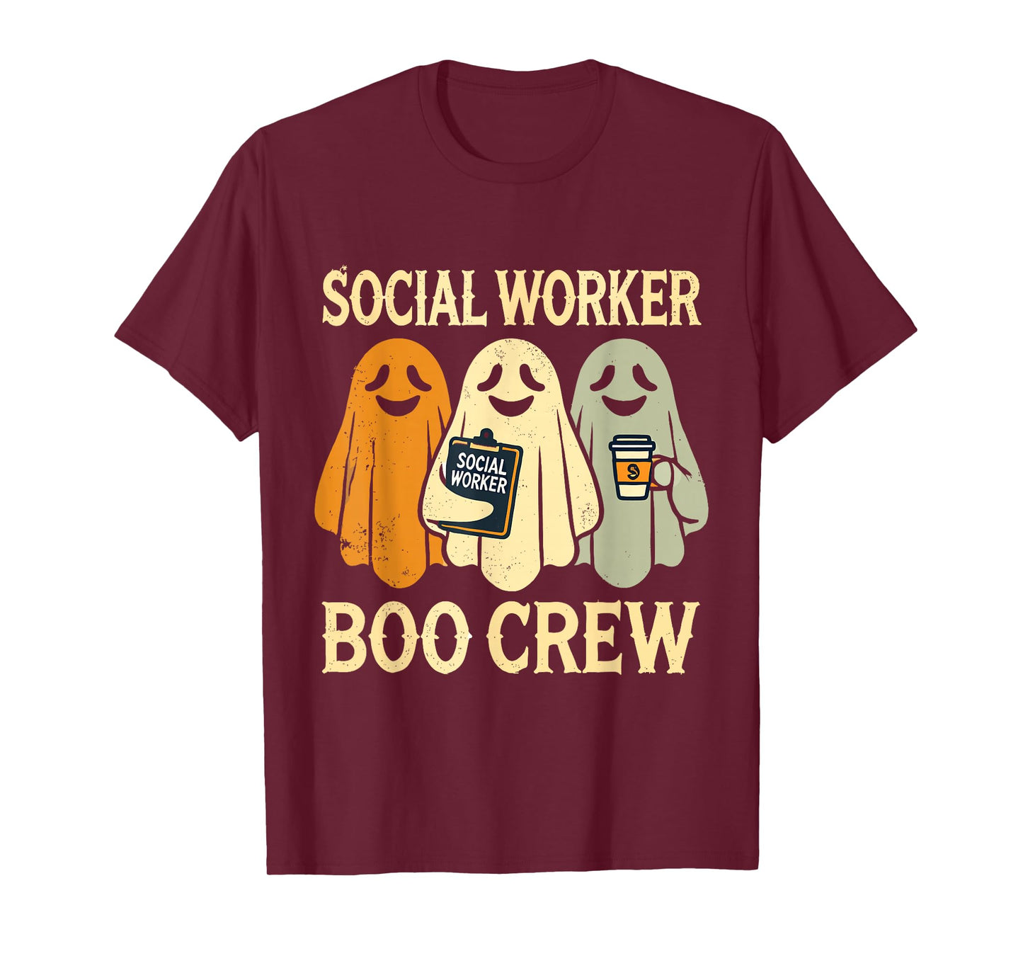Social Worker Boo Crew Funny Halloween Ghost Social Work T-Shirt