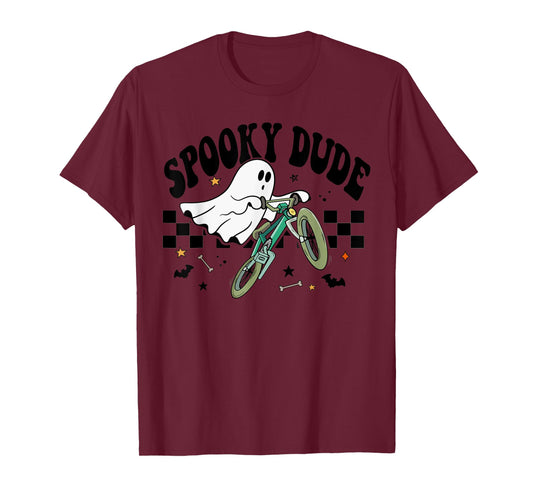 Ghost Cycling Bicycle Bike Retro Halloween Party Costume T-Shirt