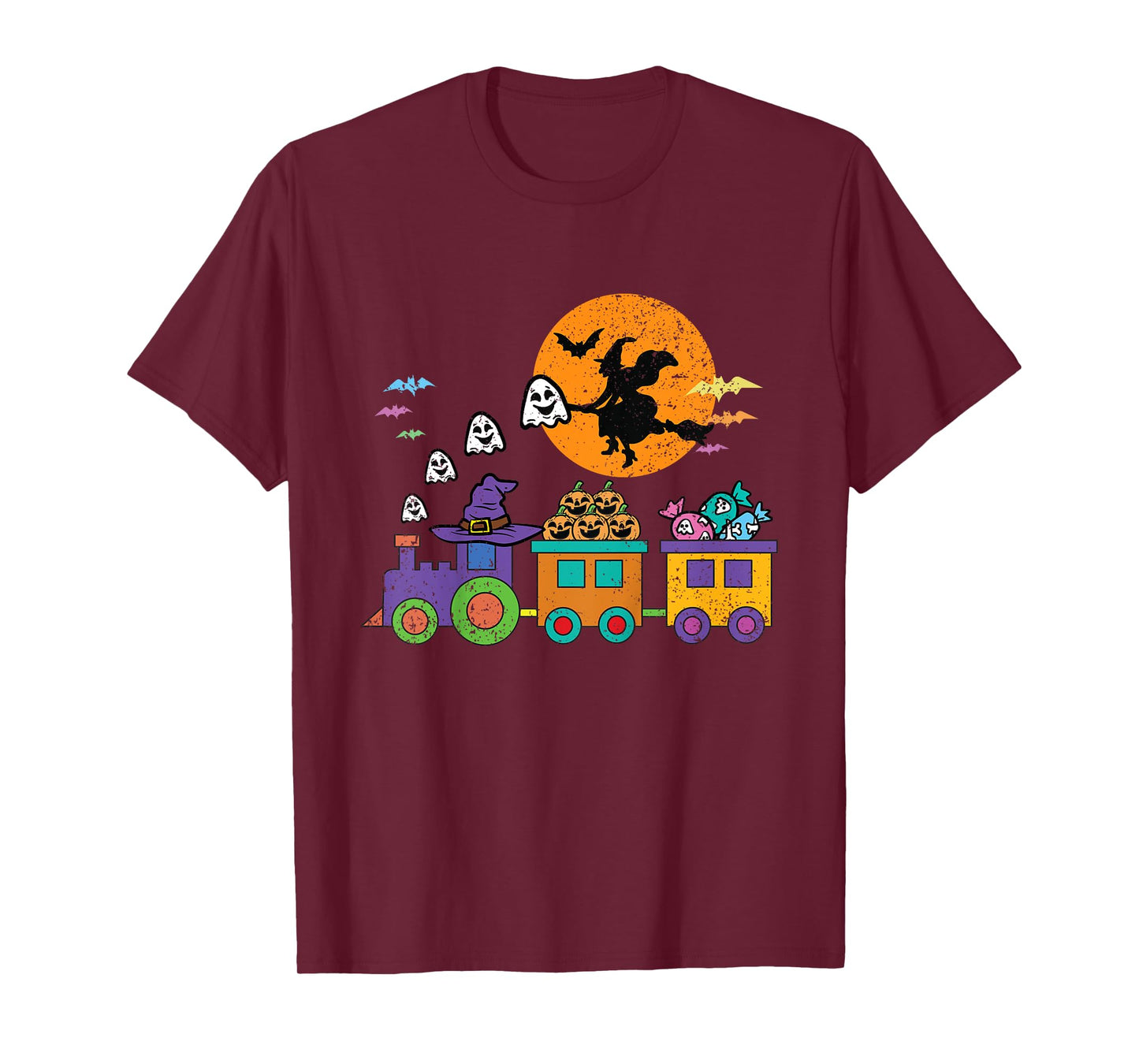 Halloween Train Witch Ghost Pumpkin Toddler Boys Girls T-Shirt