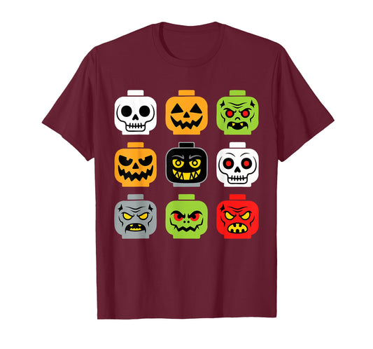 Halloween Building Brick Head Shirt Adult Men Kids Youth Boy T-Shirt