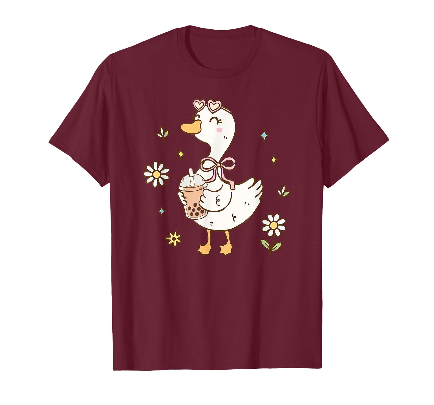 Funny Silly Goose Bubble Boba Tea Anime Cute Kawaii Goose T-Shirt