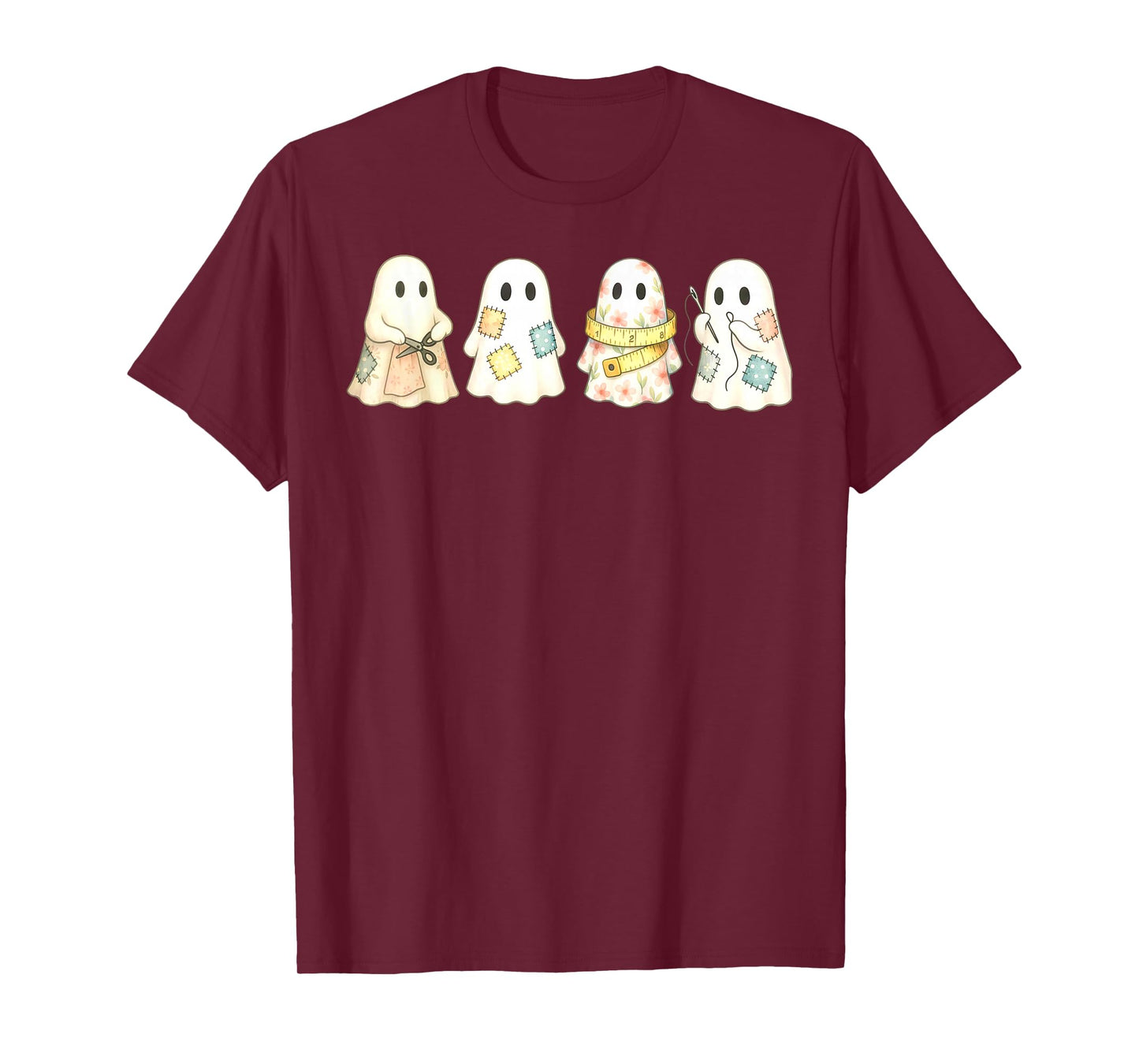Cute Ghost Quilter Quilting Quilt Lover Sewing Halloween T-Shirt