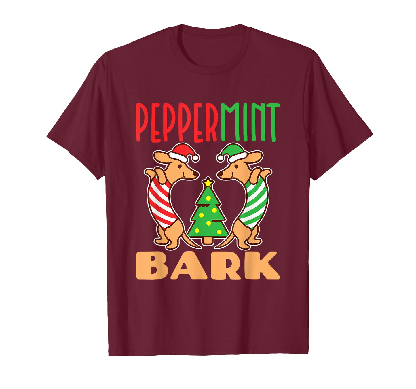 Peppermint Bark Christmas Doxie Dachshund Dog Pun Xmas T-Shirt