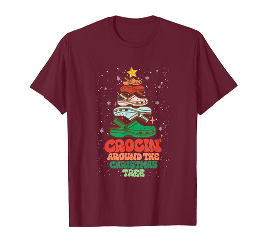 Funny Christmas Crocing Around The Christmas Tree Vintage T-Shirt