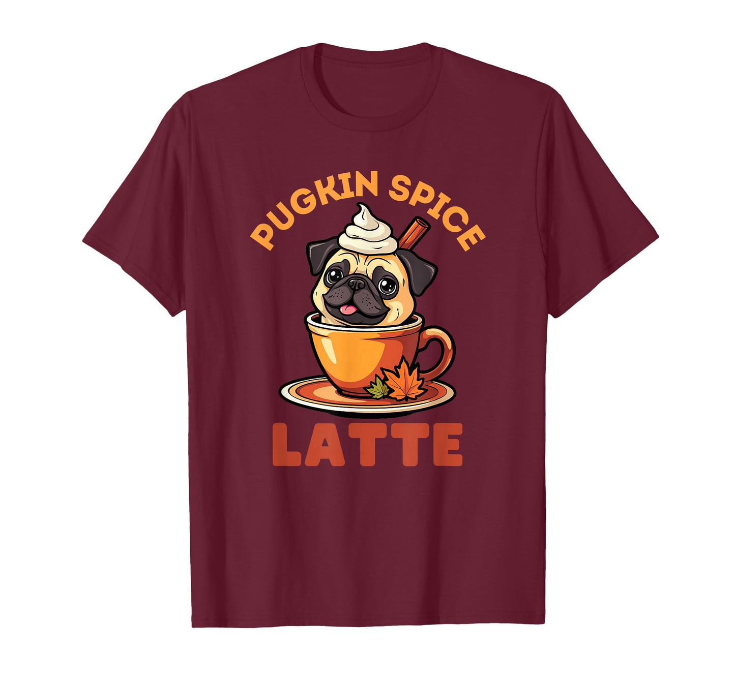 Pugkin Spice Latte Funny Fall Cute Pug Halloween T-Shirt