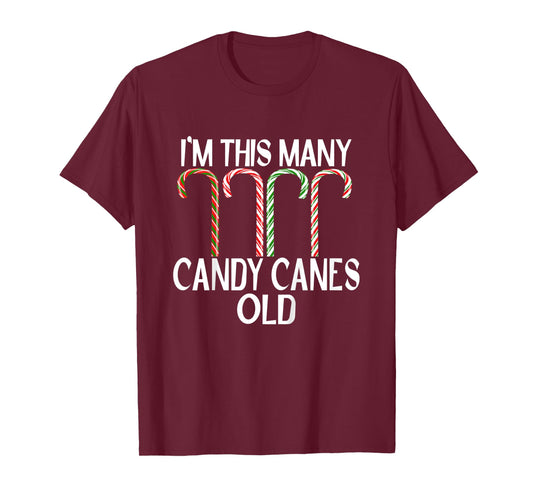 Kids I'm This Many Candy Canes Old Funny 4th Birthday Christmas T-Shirt
