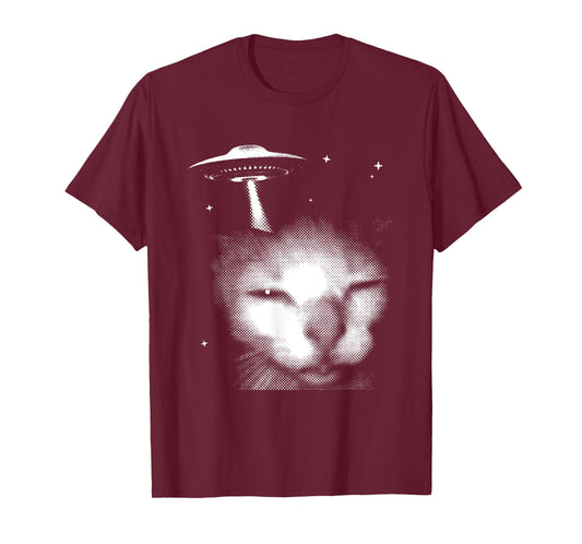 Y2k Alien UFO Cat Vintage 90s Retro Silly Cats Cat Lover T-Shirt