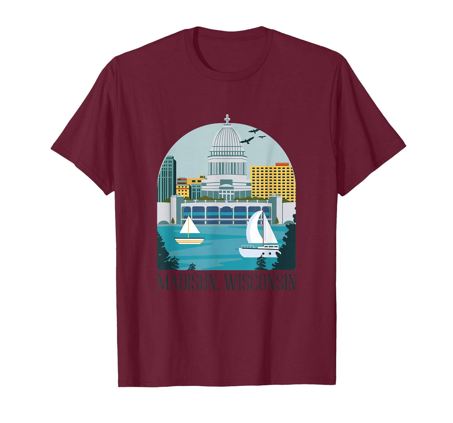 Madison Wisconsin Skyline Vintage T-Shirt