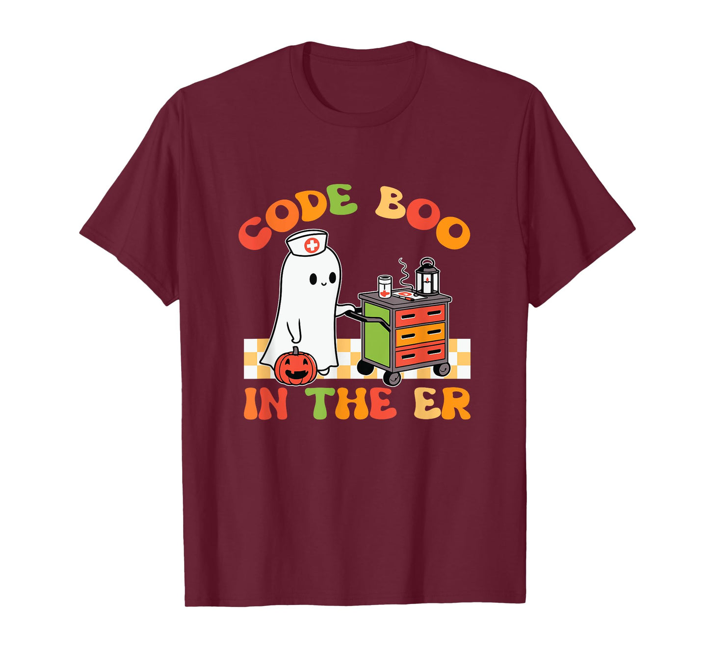 Code Boo In The ER Halloween Nurse Ghost T-Shirt