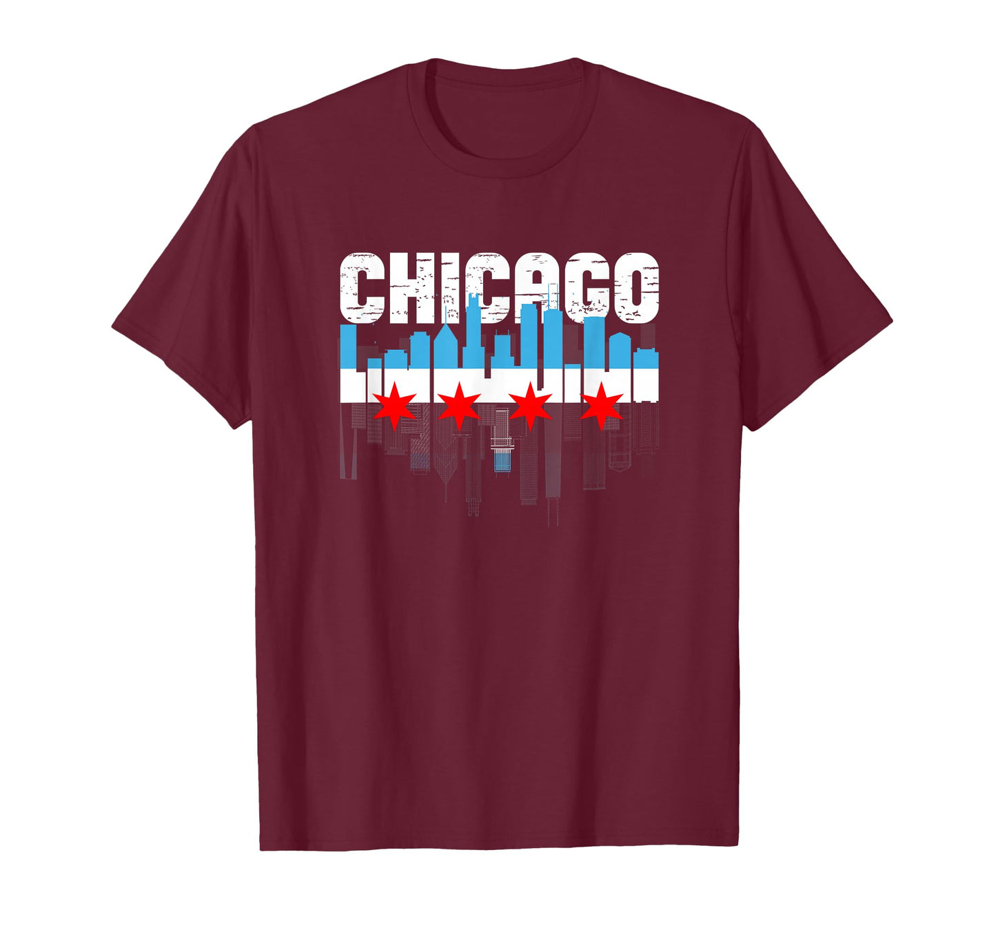 Vintage Chicago Illinois Flag Skyline Chicago Flag Lover T-Shirt