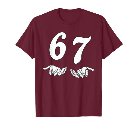 67 Meme Skeleton Hand 6 7 Halloween Six Seven Funny Teens T-Shirt
