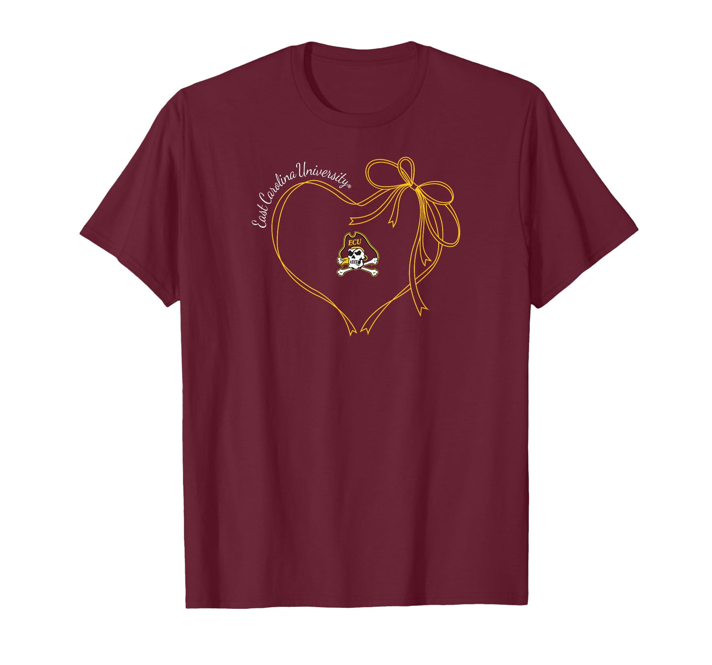 East Carolina Pirates Bow Heart Purple Officially Licensed T-Shirt