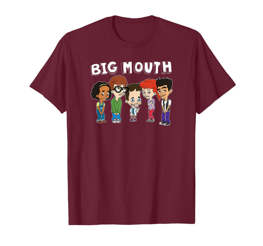Big Mouth Main Characters Awkward Group Shot Big Logo T-Shirt