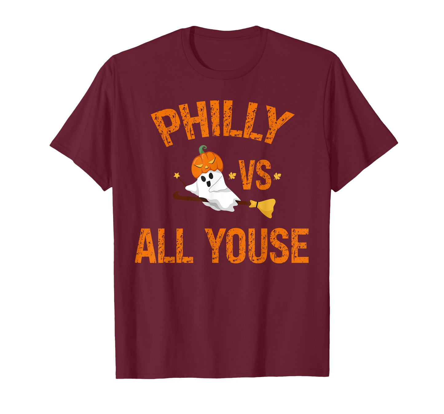 Philly Vs All Youse Funny Ghost Halloween With Pumpkin T-Shirt