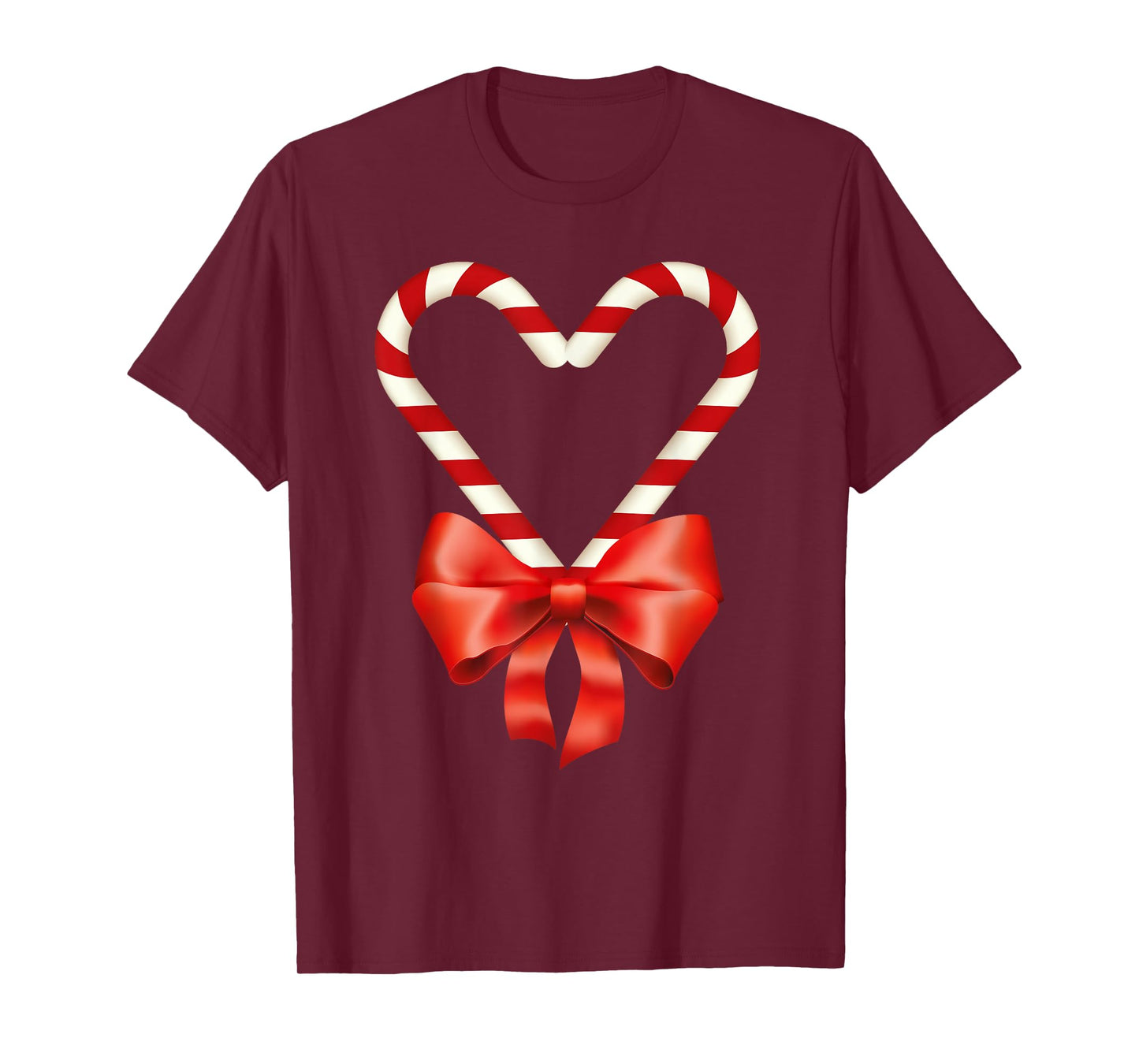 Christmas Candy Cane Heart for Children Men Women T-Shirt
