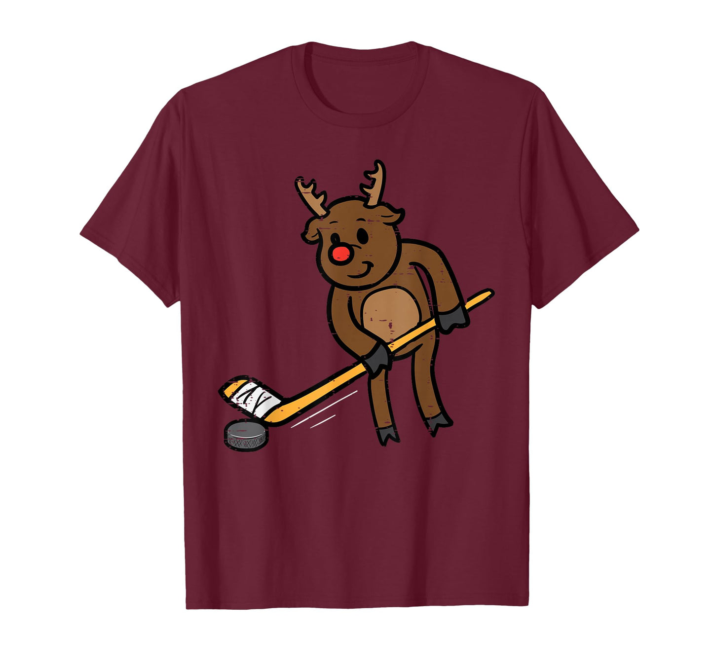Christmas Reindeer Ice Hockey Funny Xmas Sport Men Boys Kids T-Shirt