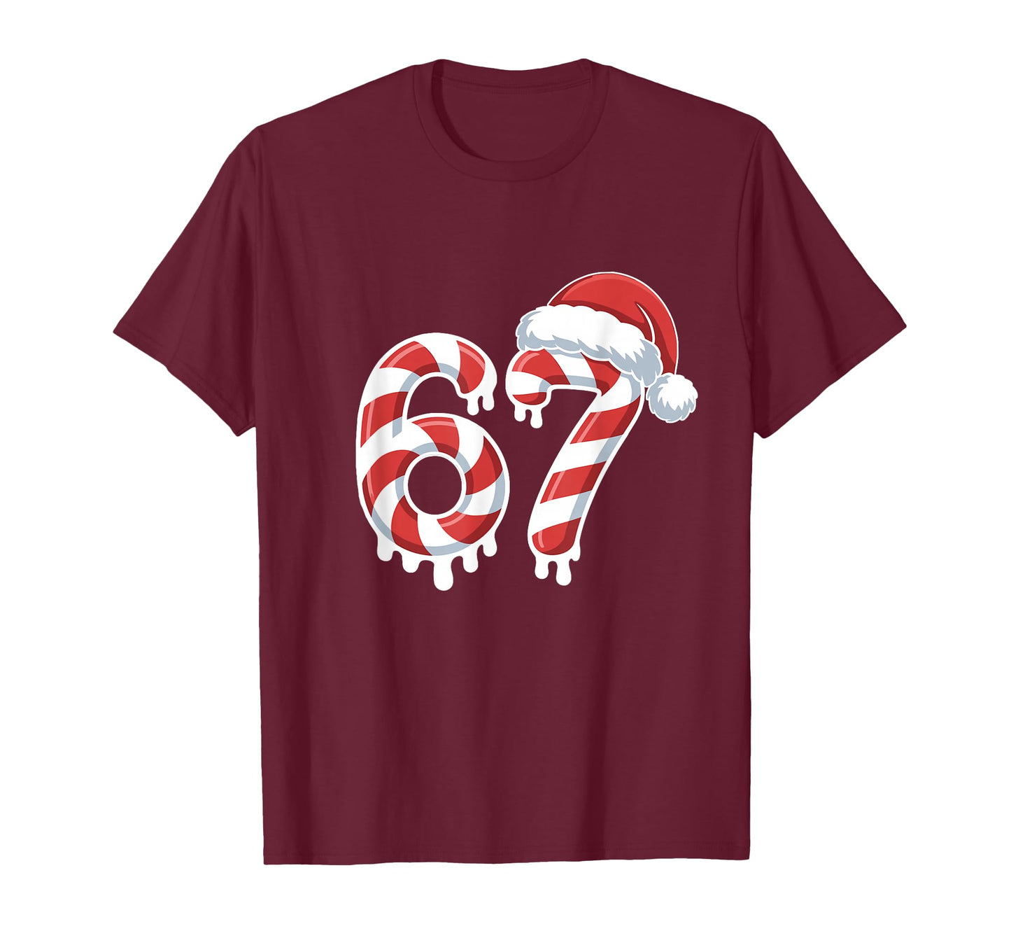 Melting Candy Cane Christmas 6 7 Meme Santa Hat Holiday T-Shirt