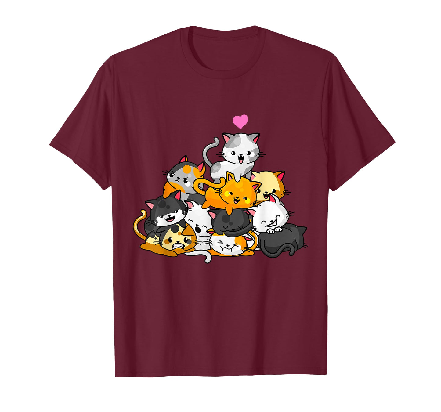 Cat Cute Kitty Pile Cats Anime Kawaii Neko Gift Women Girls T-Shirt Small