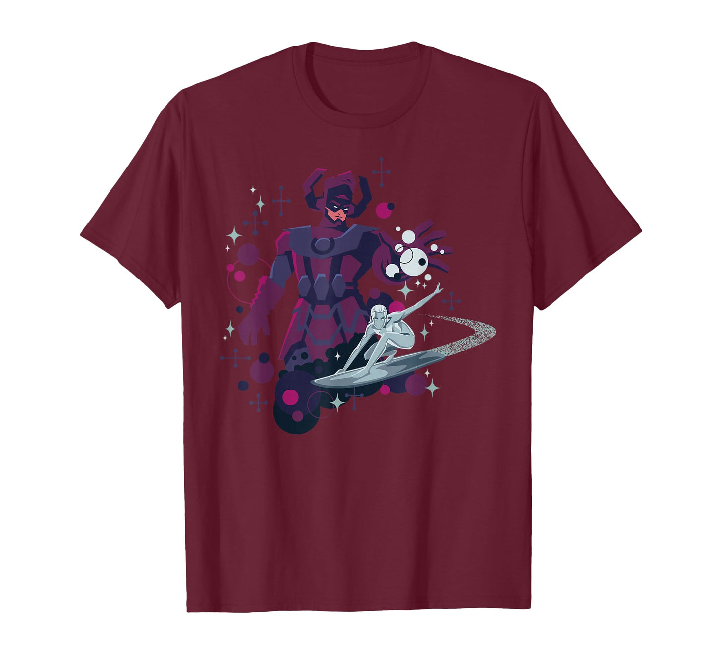 Marvel Silver Surfer and Galactus Retro Sixties Stylized T-Shirt