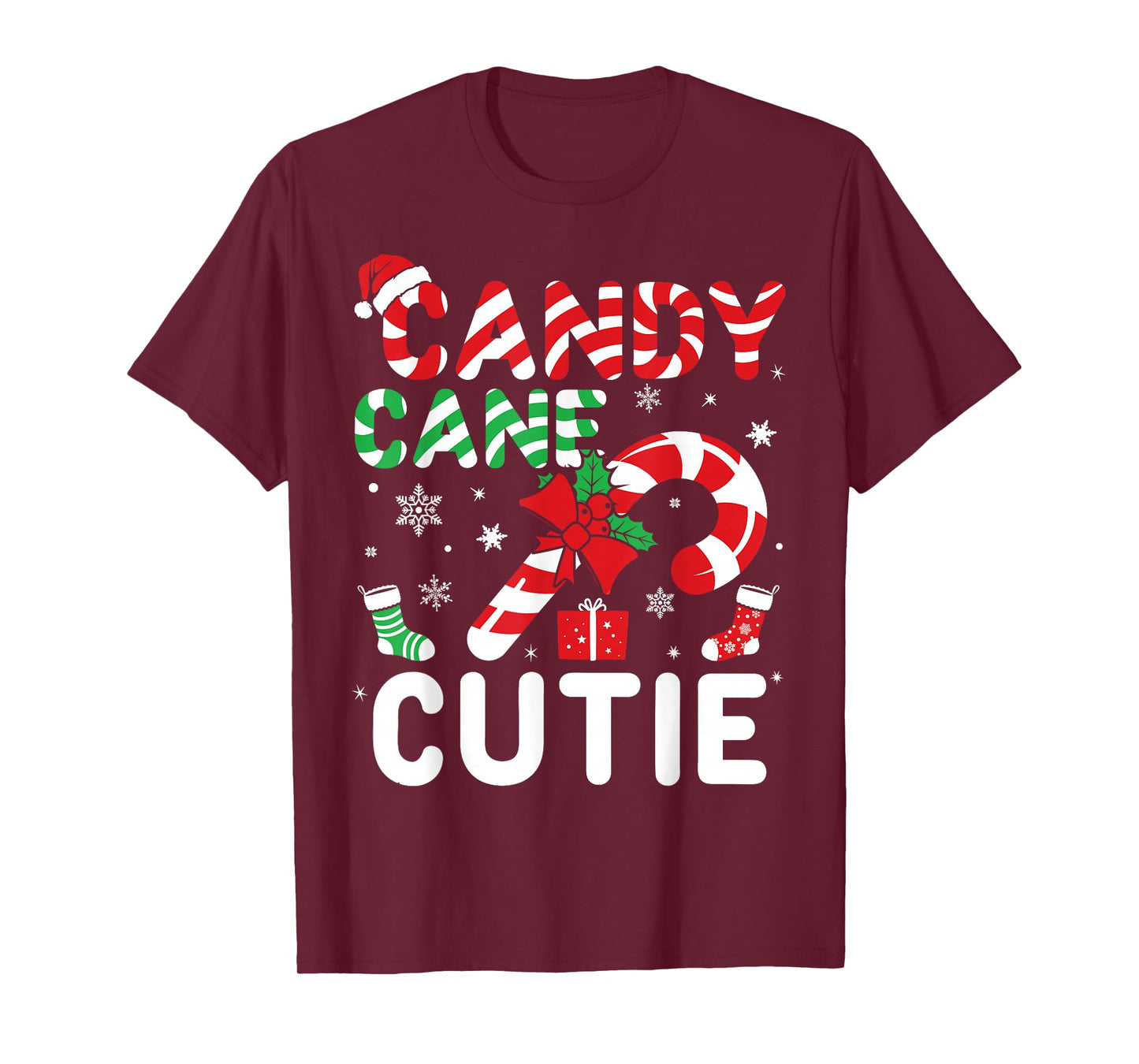 Christmas Candy Cane Cutie Xmas Kids Boys Girls Teens Adults T-Shirt