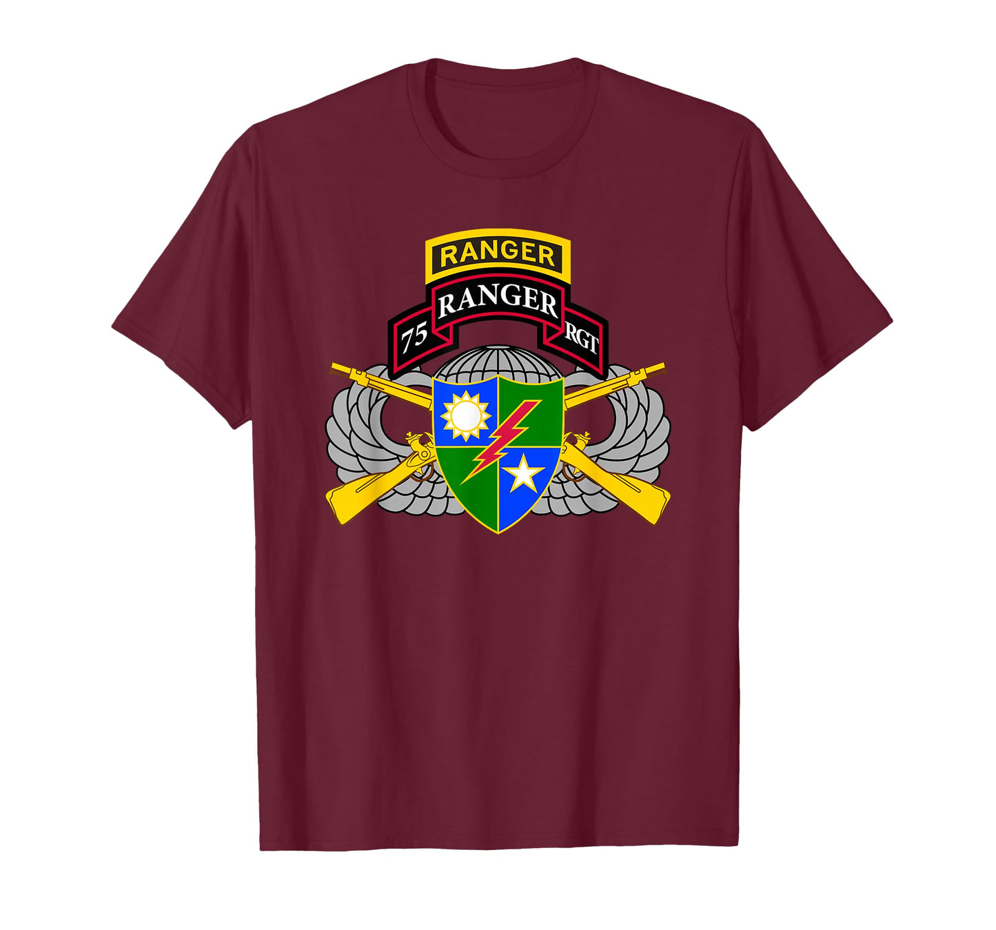 US Army Ranger - 75th Scroll, Tab, Airborne Wings, Rifles T-Shirt