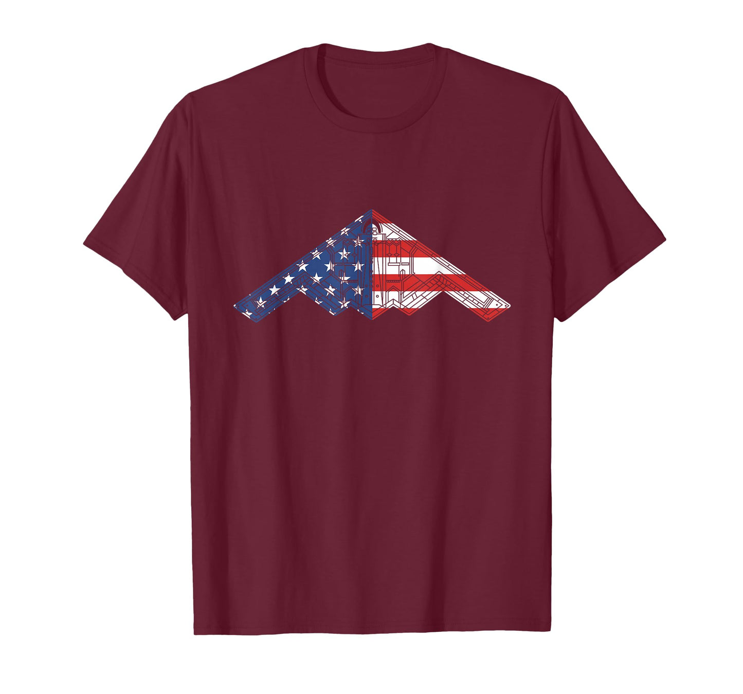 B-2 Bomber Stealth Aircraft Schematic American Flag B2 T-Shirt