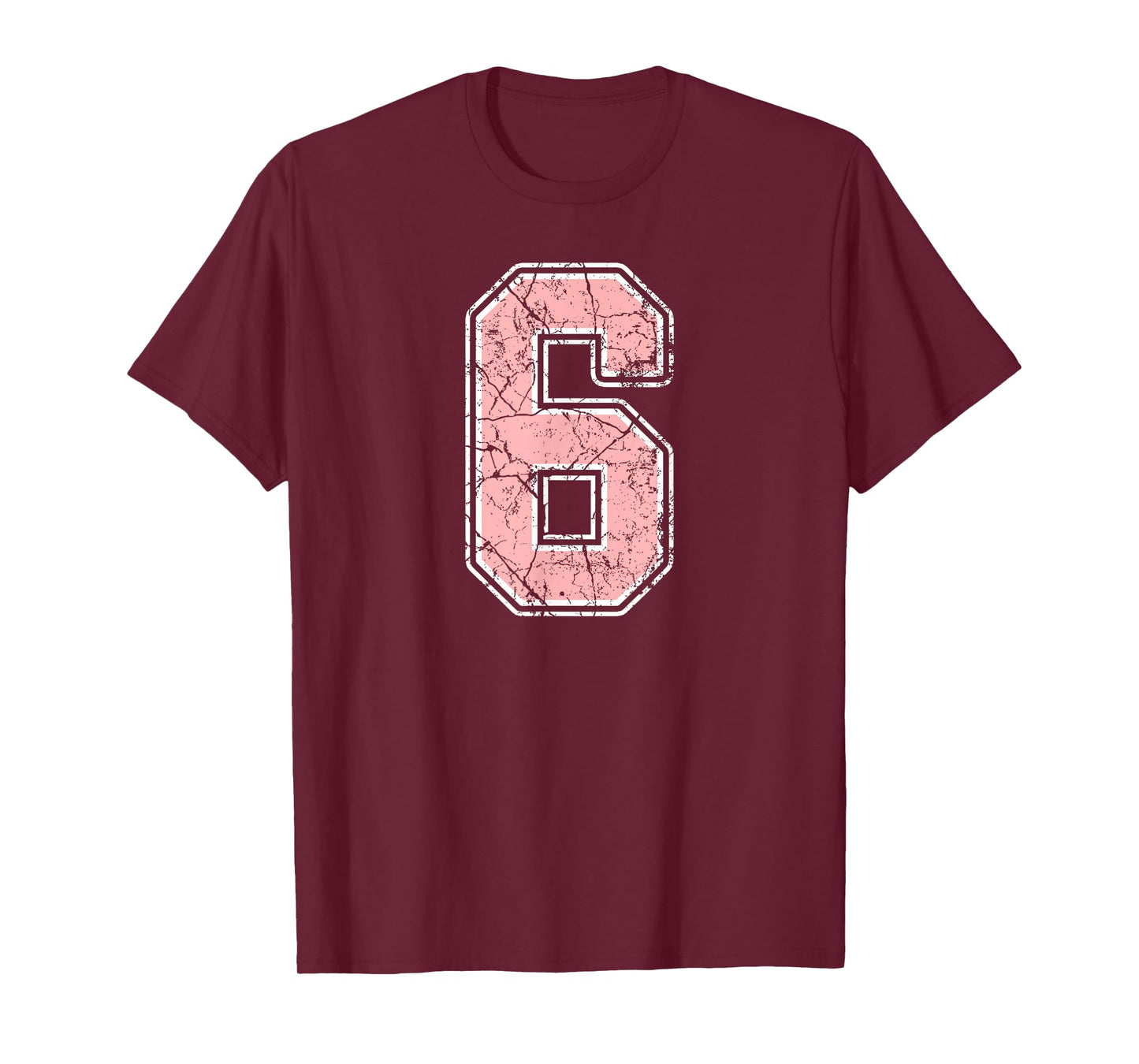 Pink and White Number 6 Jersey Player Uniform #6 Fan T-Shirt