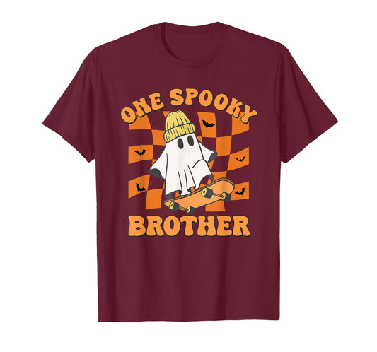 One Spooky Brother Birthday Halloween Skateboarding Ghost T-Shirt