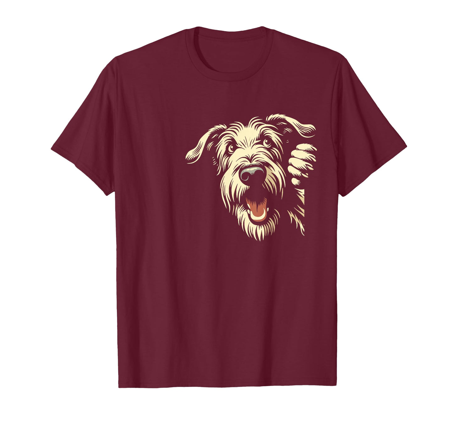Funny Irish Wolfhound Peeking Dog Graphic Design T-Shirt