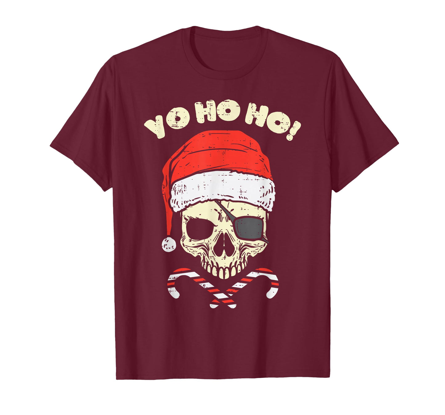 Yo Ho Ho Pirate Santa Skull Candy Christmas Xmas Pajama Gift T-Shirt