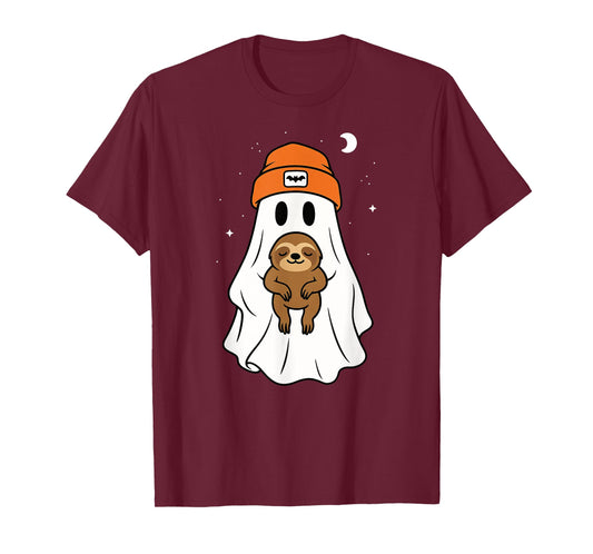 Ghost Sloth Animal Lover Halloween Beenie Hat Boys Girls Kid T-Shirt