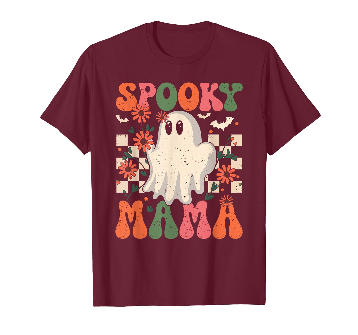 Spooky Mama Groovy Vintage Ghost Halloween Spooky Mom Mother T-Shirt