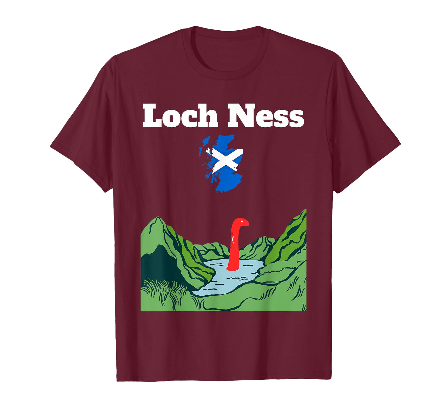 Loch Ness souvenir monster Nessie Scotland map Highland T-Shirt