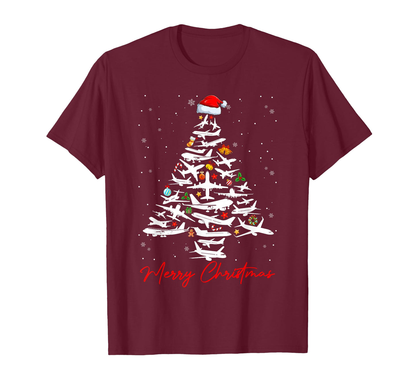 Christmas Tree Airplanes Pilots Merry Christmas Men Boys T-Shirt