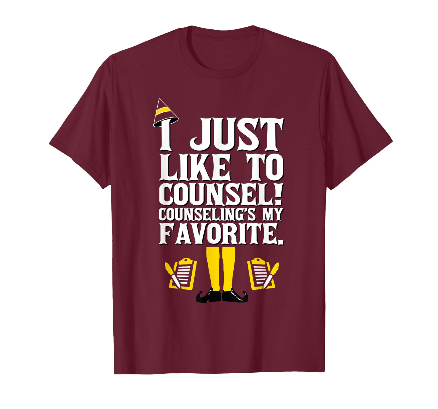 Funny Holiday School Counselor Elf Design Christmas Design T-Shirt
