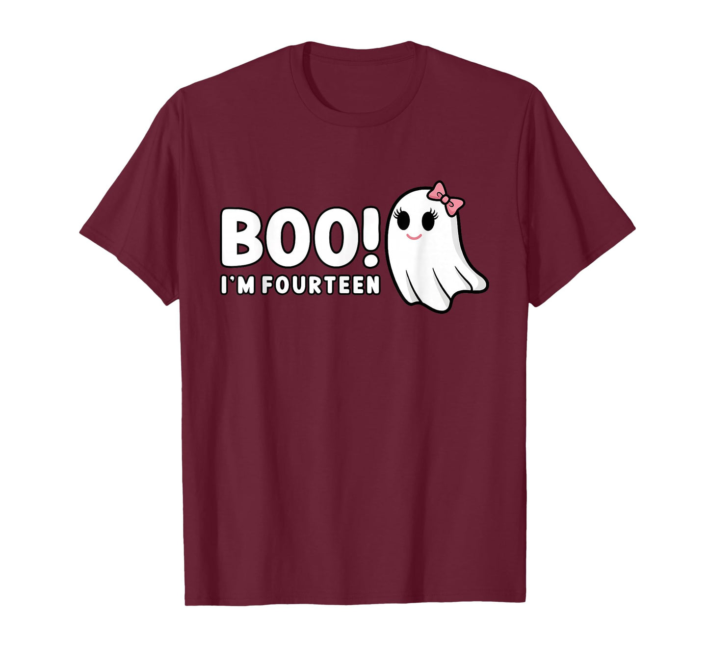Boo Im Fourteen Cute 14 Year Old Girl Ghost Halloween B Day T-Shirt