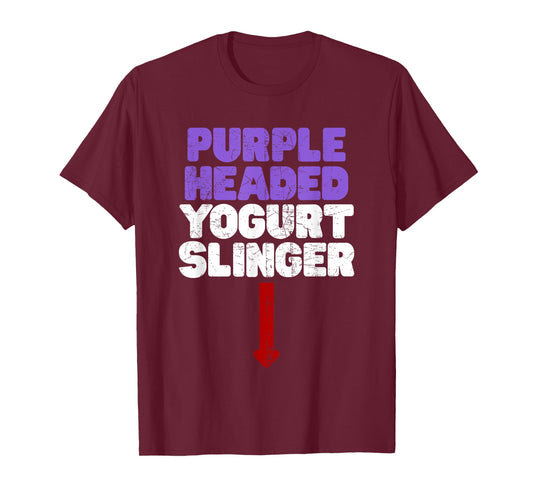 Funny Purple Headed Yogurt Slinger Classic Crude Humor T-Shirt