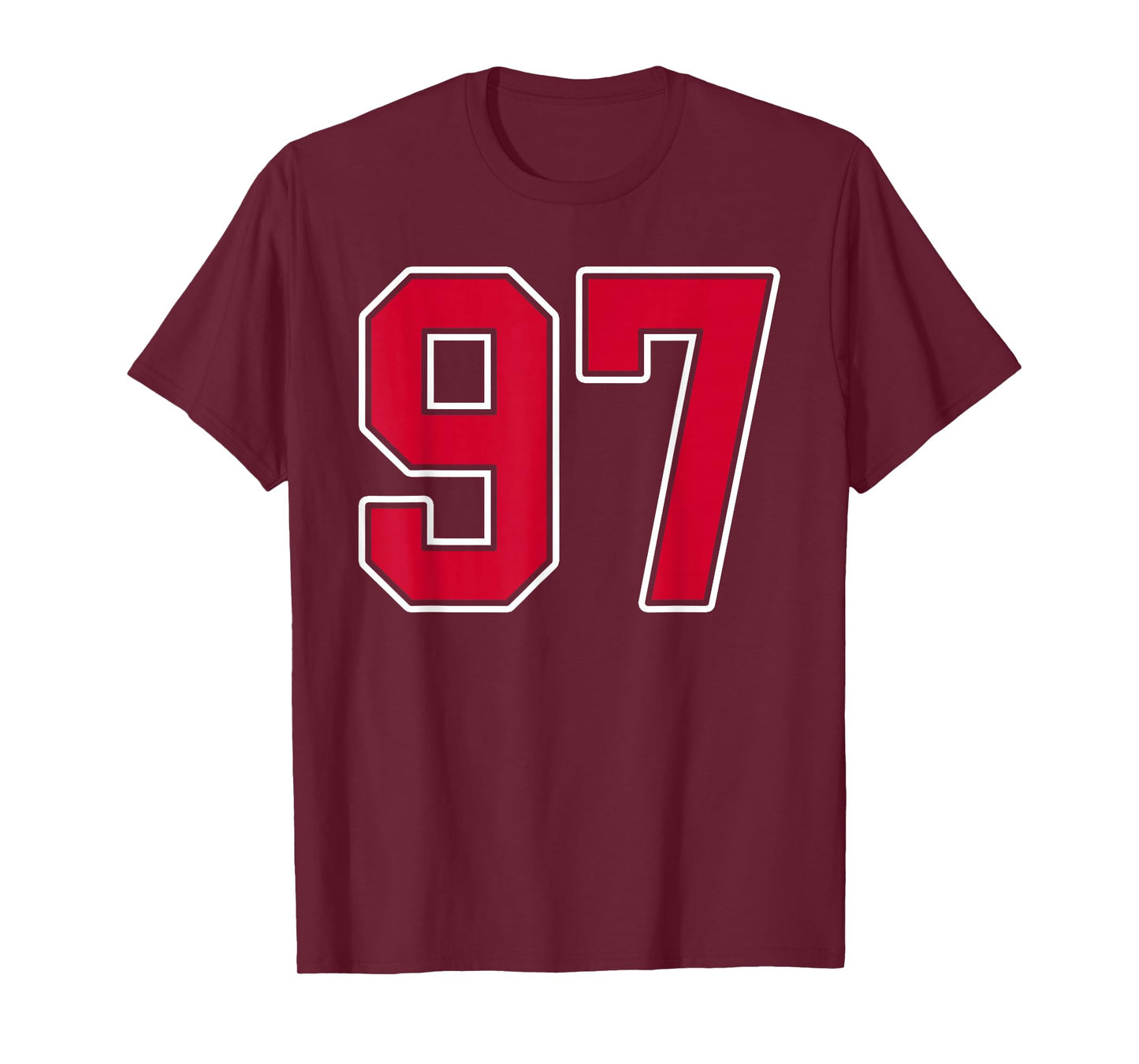Red White Number 97 Jersey Player Uniform #97 T-Shirt