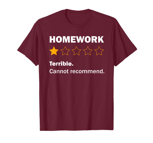 Funny Homework Joke School Humour Meme For Kids Teens T-Shirt