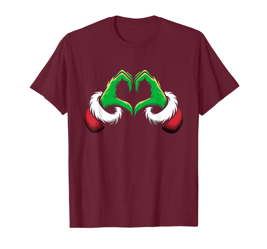 Funny Elf Heart Hands Love Christmas T-Shirt