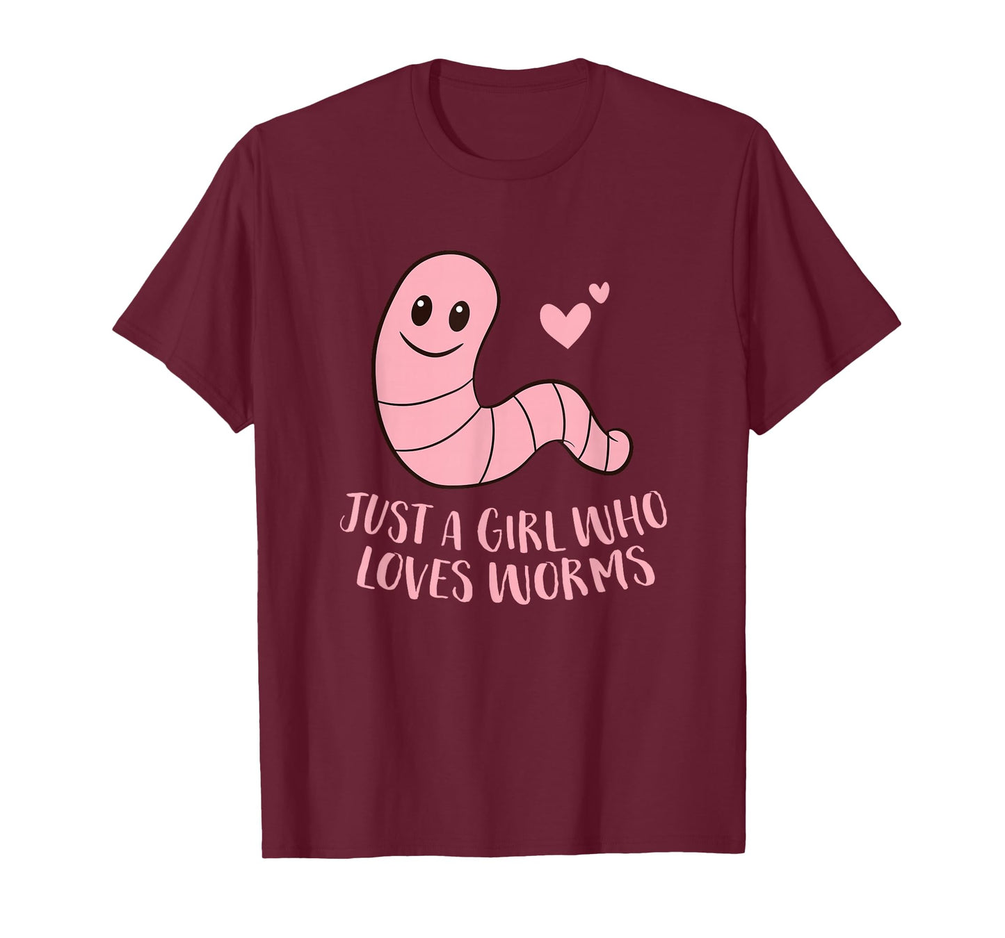 Just a Girl Who Loves Worms Cute Worm Girl T-Shirt Small