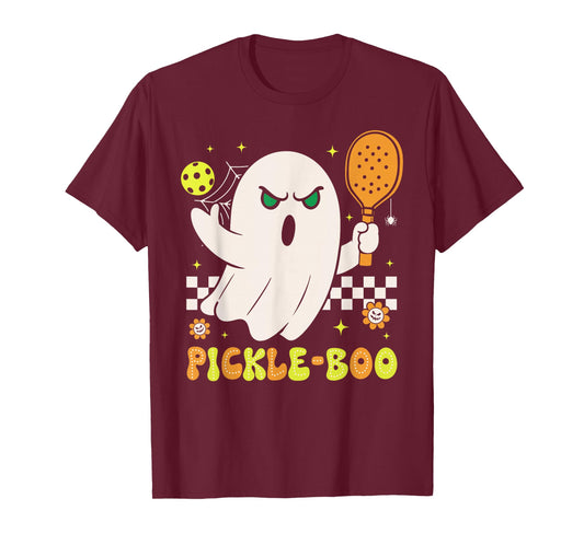 Groovy Halloween Pickleball Pickle Boo Ghost Men Women Kids T-Shirt