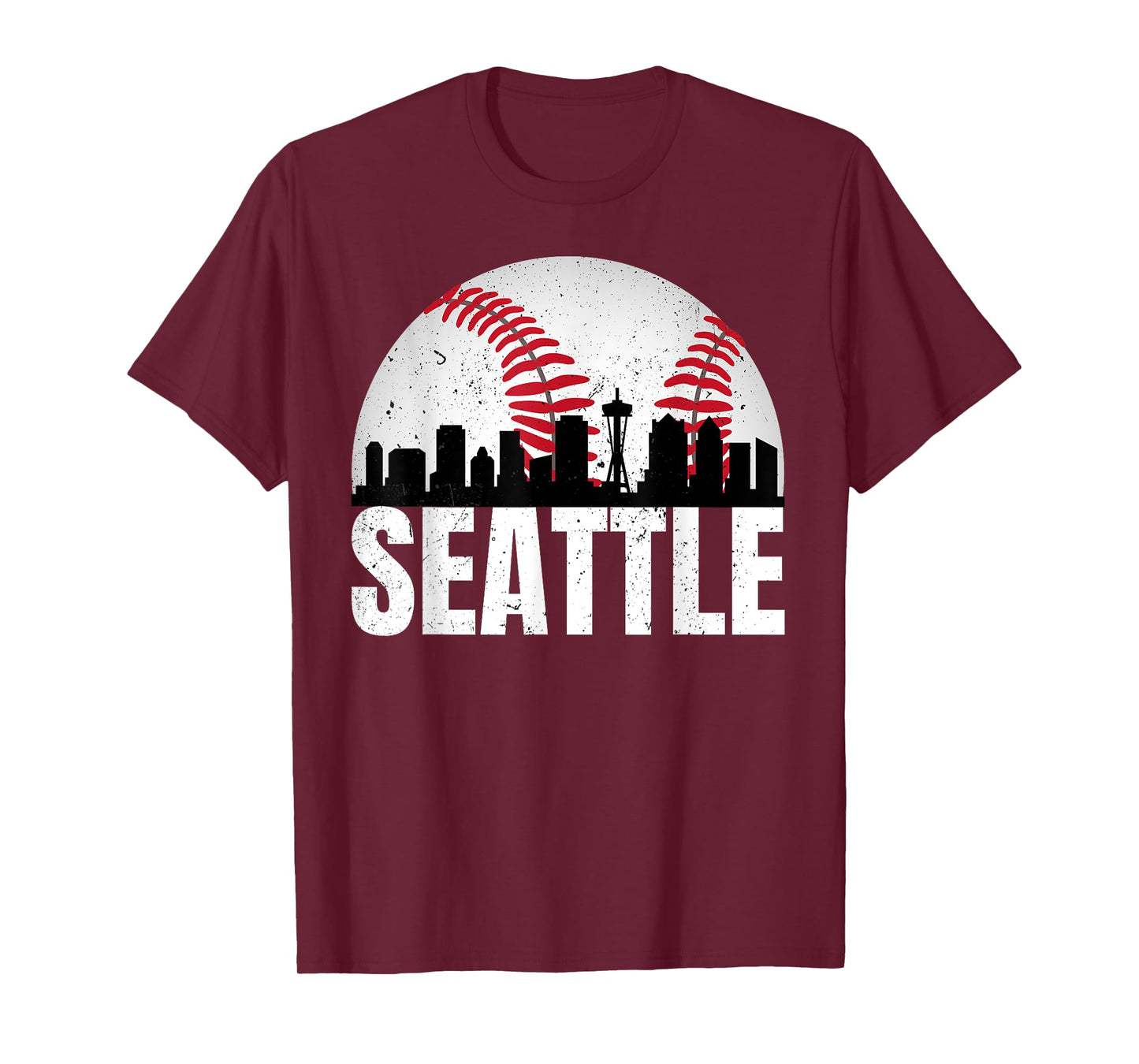 Vintage Seattle Skyline Baseball Retro Cityscap Washington T-Shirt