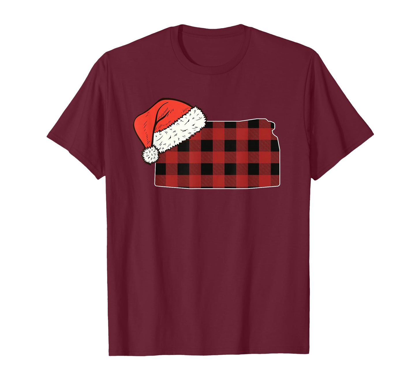Kansas Plaid Christmas Santa Hat Holiday Matching Design T-Shirt
