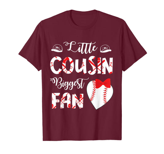 Big Baseball Heart Little Cousin Biggest Fan Player Lover T-Shirt