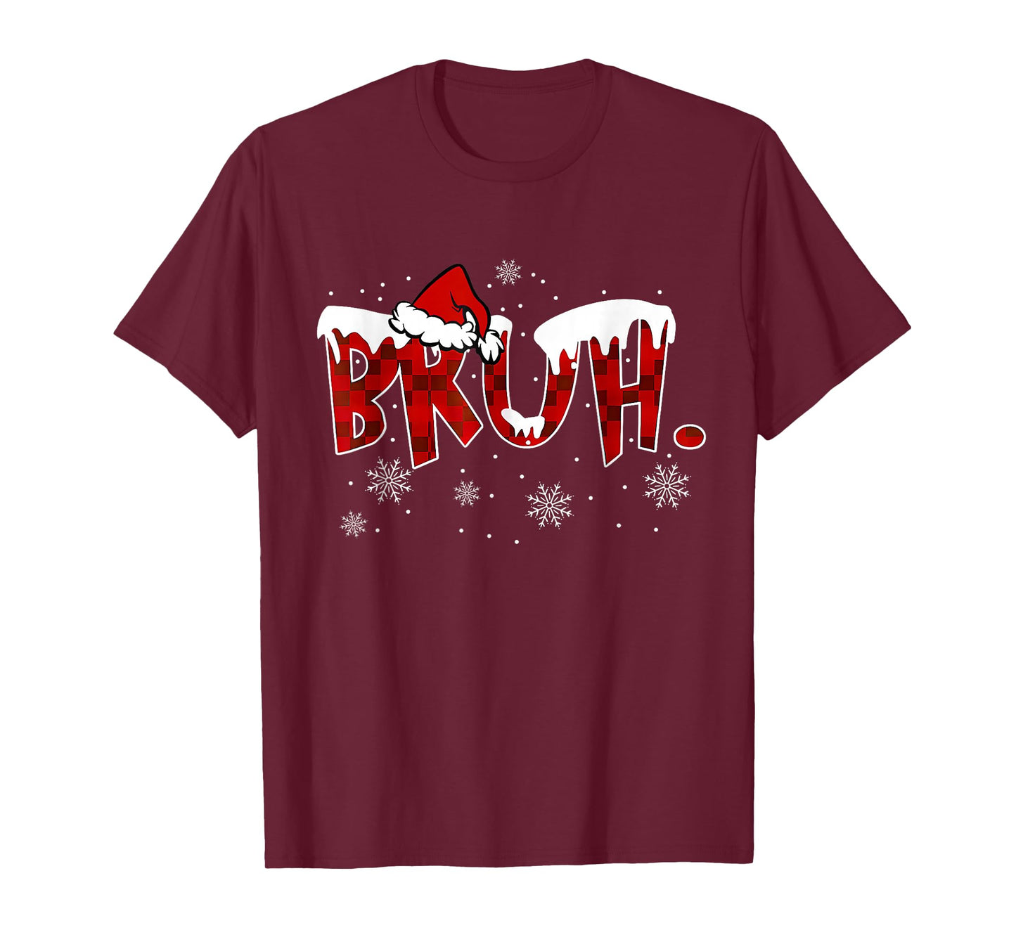 Bruh Christmas Red Plaid Funny Family Teens Boys Kids Xmas T-Shirt