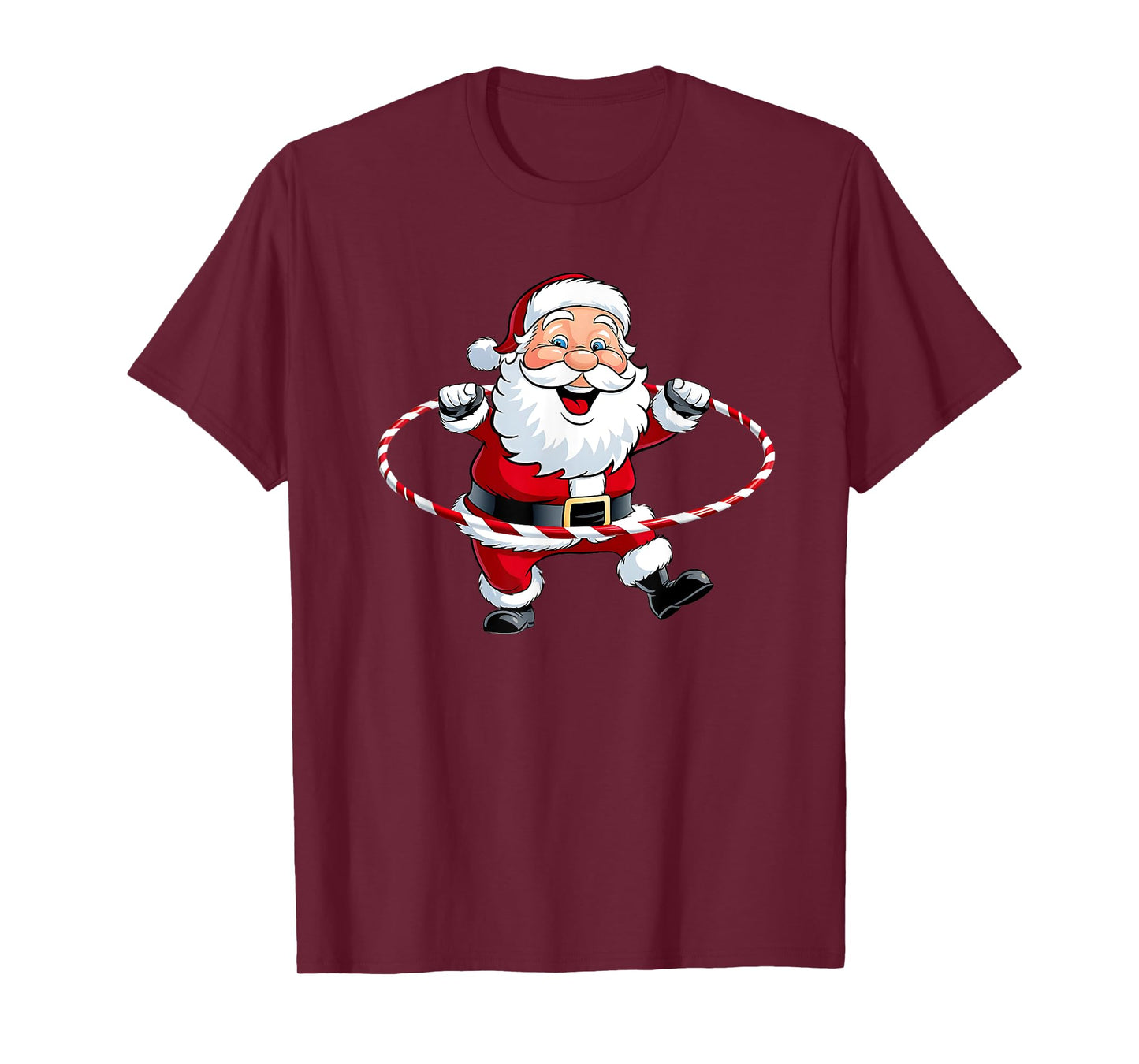 Funny Santa Claus Hula Hooping Exercise Merry Christmas Xmas T-Shirt