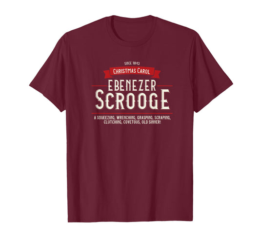 Christmas Carol, Ebenezer Scrooge, Holiday Design, Tradition T-Shirt
